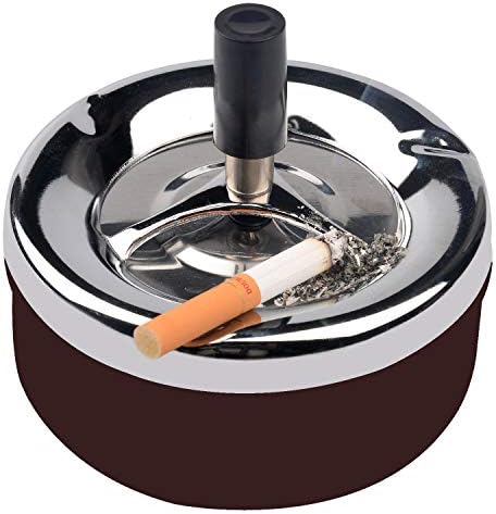 Модерна настолна Пепелник за цигари S Round Push Down от неръждаема стомана с Въртяща се чекмедже, Пепелник за цигари,