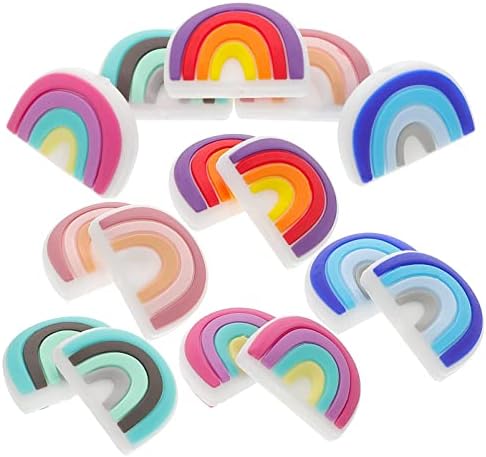 SEWACC 20pcs с Преливащи се цветове Силиконови Перли Свободни Распорные Мъниста За никнене на млечни Зъби при Детето