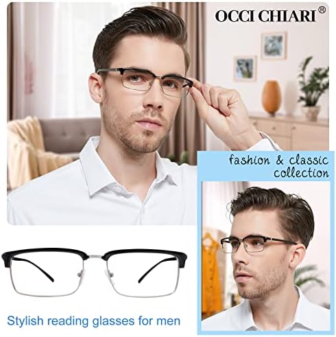 OCCI CHIARI Големи Очила За Четене Мъжки Стилни Ридеры С Прозрачни Лещи 1.0 1.25 1.5 1.75 2.0 2.25 2.5 2.75 3.0