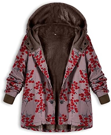 LISTHA Цвете Палто с Качулка Плюс Размер на Жените Реколта Яке на Горно Облекло Топло Палто
