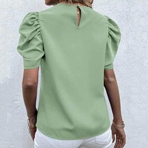 Дамски Елегантни Блузи и блузи, Тениски с пищни ръкави, Летни Блузи Свободно Намаляване с кръгло деколте, Мода 2023, Бизнес и Ежедневни Работна Блуза