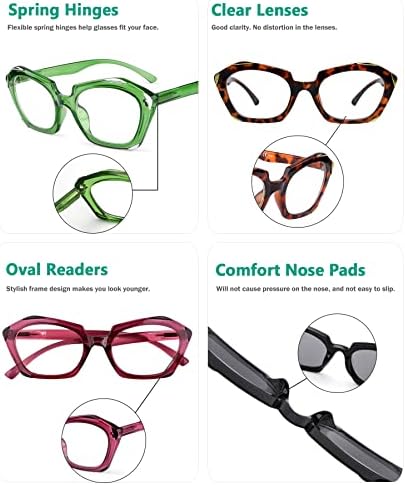 Очила за четене Eyekepper 5-pack за жени, Маркови Очила за четене с Овална леща + 0,75