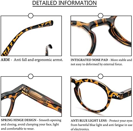 KoKoBin 4-Pack Малки Кръгли Очила за четене В Удобен Цветен Стилни Рамки за Жени