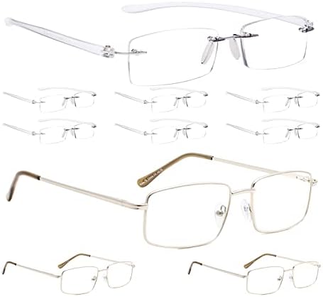 LUR 7 Опаковки очила за четене без рамки + 3 опаковки на метални очила за четене (общо 10 двойки ридеров + 2,50)
