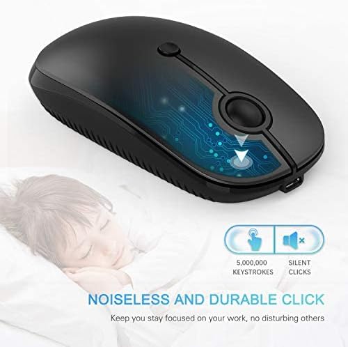 Безжична мишка VssoPlor Bluetooth, Лесна смяна на 3 устройства, Акумулаторна мишката Type C, Съвместима с MacBook,