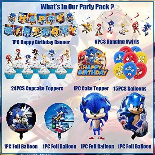 Аксесоари за парти в чест на рождения Ден на Sonic, Подаръци за партита и Sonic Включват Банер реклама, Окачени