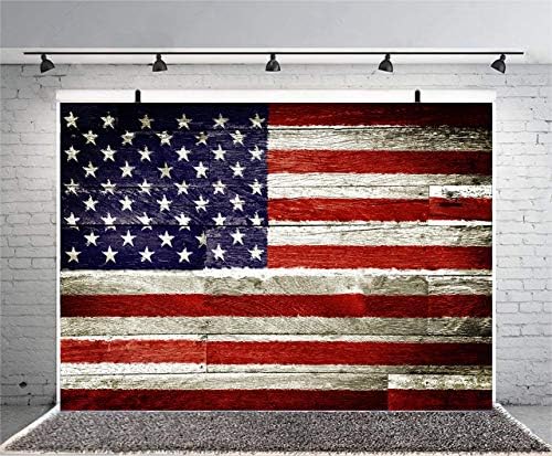 Sensfun 7x5ft Американски Флаг Снимки Декори Звезди и ленти на САЩ в Изтъркан Дървена Дъска, Тапети Снимка Фон за