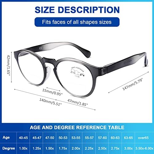 Бифокални Очила за четене AQWANO, Блокиране на Синята Светлина, за мъже и Жени - Стилни кръгли Компютърни Бифокални