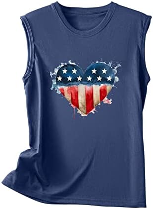 На 4 юли, Жена на Майк с образа на Американския Флаг и Сърце, Тениски със Звездите на САЩ, Шарени Ризи Без Ръкави,