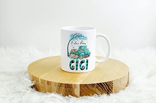 I Love Being Gigi Mug Кафе Чаша на Ден на майката, Чаша, Забавни подаръци, Обичам Джиджи, Камион в Бирюзовую Клетка,