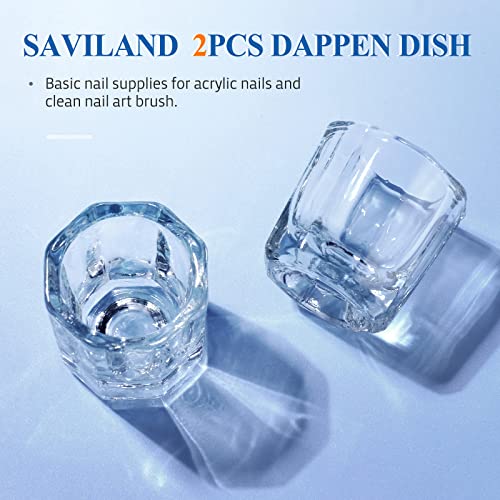 Saviland 2 БР. Ястие за Даппена - Акрилна Течност за нокти Ястие за Даппена за Акрилни нокти, Стъклена Чиния за