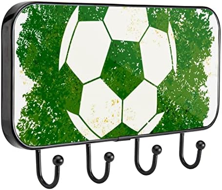 VIOQXI Футболни Зелени Спортни Стенни куки за дрехи с 4 куки, Закачалка за шапки и чантата си в коридора за окачване на Дрехи, Ключове, Кърпи, Чанти, Шал