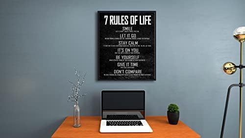 Pyradecor Модерен Голям 7 Правила на живот Мотивационен Плакат За Клас Печат върху Платно, Стенни Художествени Картини,