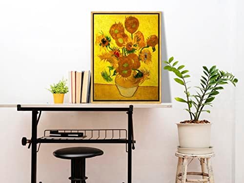 Wieco Художествена Стенни картина в рамка с картина на Ваза с Петнадесет Слънчогледи Винсент Ван Гог Репродукции