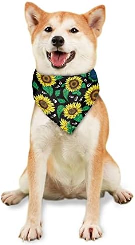 Кърпи за кучета KEIAHUAN Sunflower за кучета със Средни Размери, Регулируеми Задни Триъгълни Празнични Шалове -