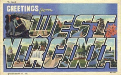 Пощенска картичка с поздрави от Западна Вирджиния