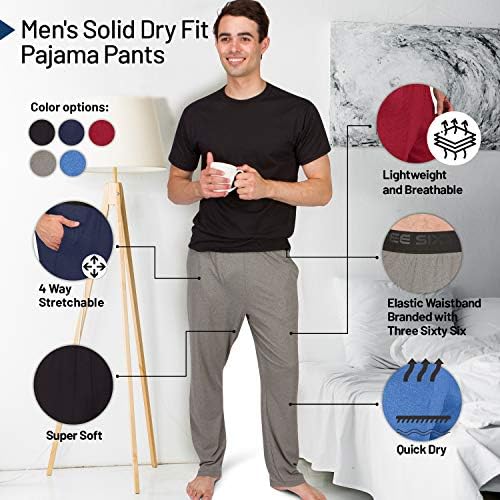 Пижамные панталони Performance Dry Fit за мъже - Стрейчевые Пижами за почивка с джобове, Зауженный приятелка, Обикновен