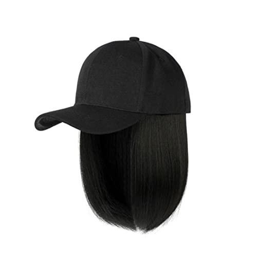 Бейзболна шапка с наращенными коса, права къса перуки-боб, шапка за жени и момичета, с подвижни синтетична коса,