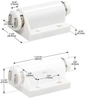 Г Hardware Магнитна Задвижваната Кухненски шкаф за мебели Сензорен натискане отваря резето-капаче (2 опаковки, бял)