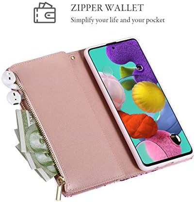 Чанта-портфейл UEEBAI за Samsung Galaxy а a53 5G, Реколта чанта от изкуствена кожа Премиум-клас с магнитна закопчалка, Джоб с цип, Поставка за карти, отделение за карти с каишка н