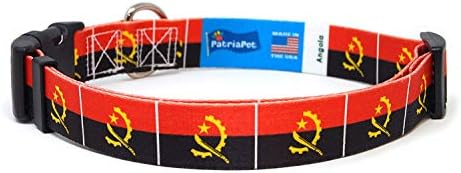 Нашийник за кучета Ангола | Знаме на Ангола | Быстросъемная обтегач | Произведено в Ню Джърси, САЩ | за кучета от