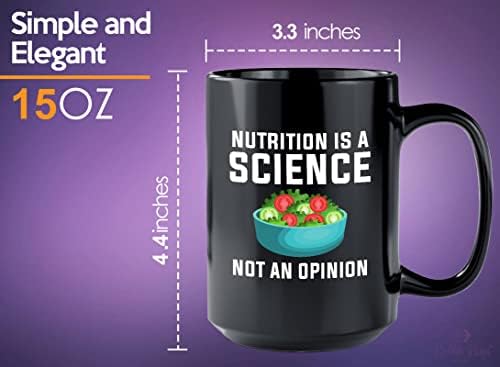 Кафеена чаша Flairy Land Nutritionist 15 унции Черни на цвят - Храна - това е наука, а не мнение - Регистриран диетолог