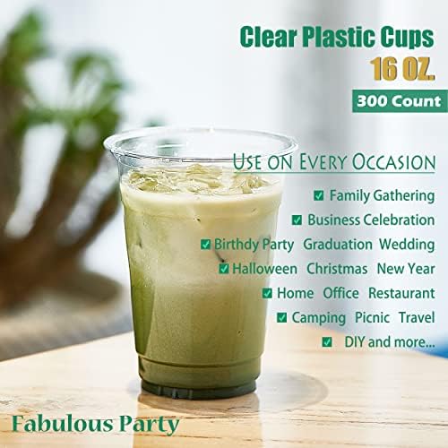 300 Кристално Чисти Пластмасови Чаши до 16 Унции Чаши за Еднократна употреба, ПАТ Прозрачни Чаши, 16-унция за парти,