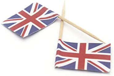 SEWACC Топперы За Кифли 100шт Знаме на Обединеното Кралство, Британски клечки за Зъби 2022 Кралица Юбилейните 70-те