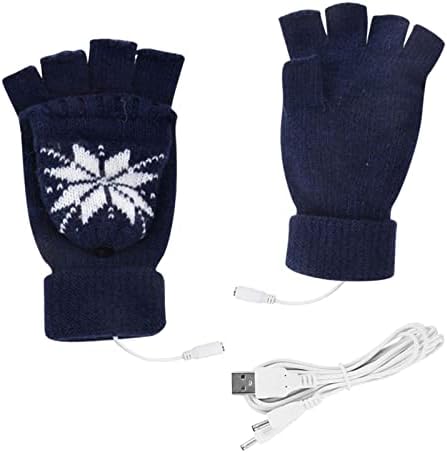 KAGAYD Зимни Ръкавици без пръсти за Жени, USB Ръкавици, Студените Зимни Ръкавици с топъл, Женски Възли Съединителната Ръкавици за студено време (Син, Един размер)