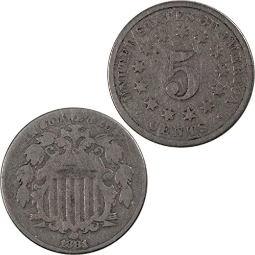 1881 Билборд Никел 5 Цента Нещо G Good 5c Монета американски тип артикул: I3762