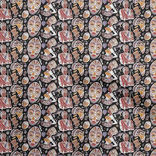 Плат за декори от червената кадифена тъкан oneOone, изпълнена в африканския стил, ширина 58 см