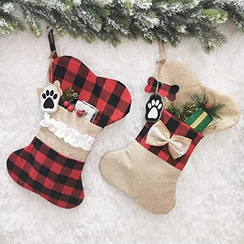 Коледна Тъканта, Чанта за Коледни Чорапи и Коледна Висулка за Украса на парти и Коледен Cartoony Червен Набор от