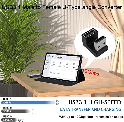 QIANRENON U-Образно Ъглово USB 3,1 Адаптер Конвертор 10 gbps 180 Градуса Конектор USB A за свързване на мъжете и