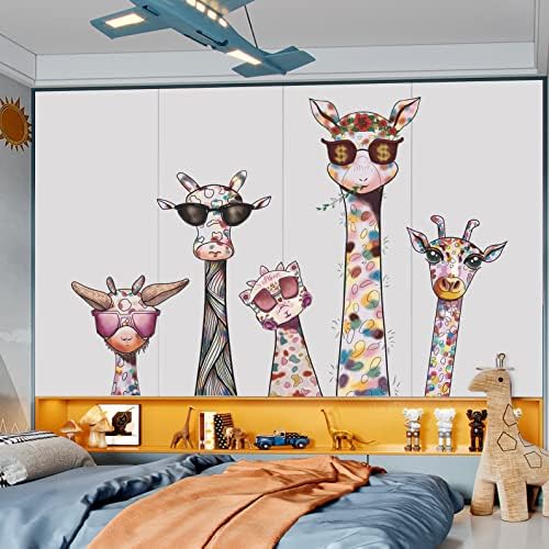 Креативни Цветни Стикери за стена с Жирафа, 3D Личност, 5 Жирафи, Стикери за Стена, Направи си сам, Подвижни Акварелни