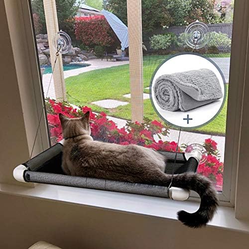 Lcybem Cat Window Perch - Хамаци за котки на прозореца с една плюшена подплата, компактен легло за котки, сигурно