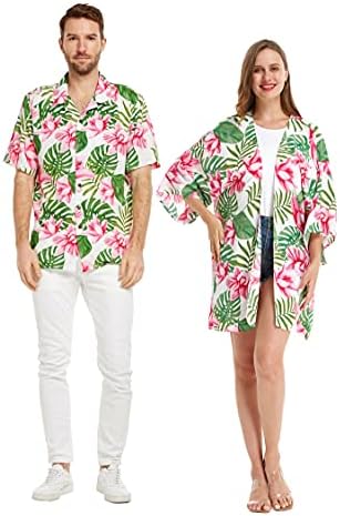 Подходяща Двойка Хавайски ризи Luau или Кимона в стил Day Dream Bloom