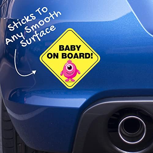 Стикер Stickios Baby on Board за автомобили - Залепен навсякъде, включително и прозорци - Хубава сменяем знак Baby