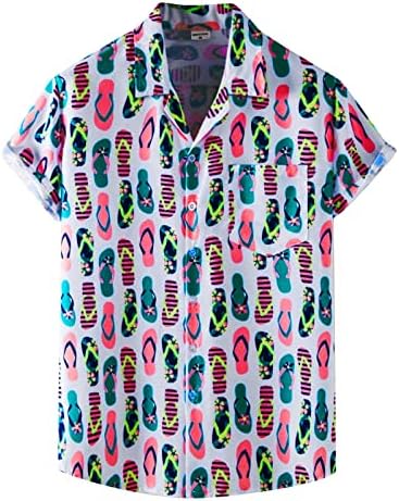 UBST Летни Мъжки Хавайски Ризи, тениски с Къс ръкав и Копчета, Лоскутная Шарени Печат, Забавни Графични Плажни Върховете