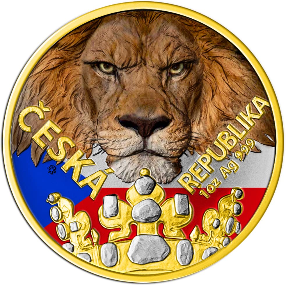 2023 DE Модерна Възпоменателна монета PowerCoin Чешки Знаме С Лъв 1 Унция Сребърна монета 2$ Ниуе 2023 Proof