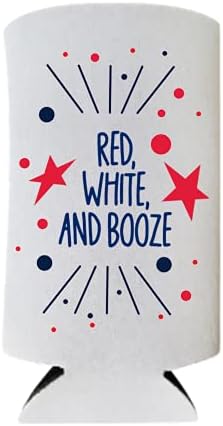 Забавни Патриотични охладители Slim Can - Червено-бели и кулата със сода с вода с добавен Алкохол - на 4 юли, Ден