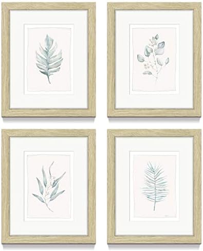 Минималистичен стенен арт рамка от листа – Комплект от 4 прости естетически щампи с участието на растения в бежовата