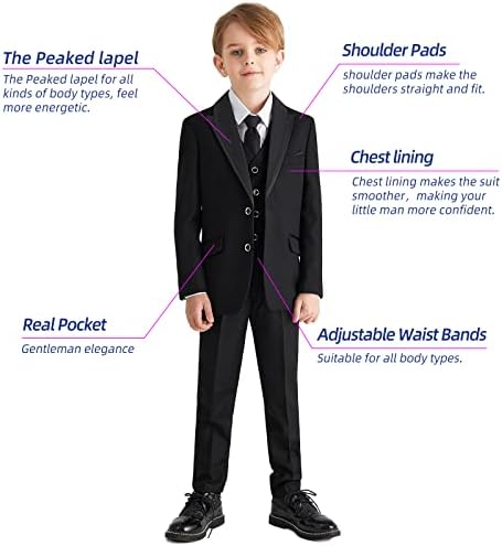 ELPA Комплект вечерни костюми За момчета ELPA, Детски Костюми приталенного намаляване, с остроконечным ревера и