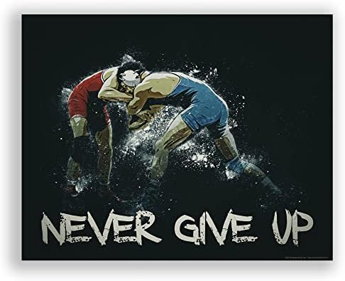 Никога не Се отказвай Мотивационен Плакат с Рестлингом, Стенно Изкуство, Цитати, Принт, Главна Стая, За Момчета,