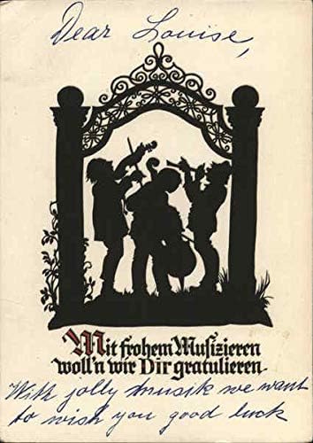 Mit Frohem Musizieren Woll'n Wir Dir Gratulieren Silhouettes Original Vintage Postcard