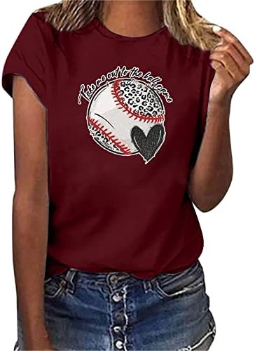Женска Тениска с Къс ръкав и кръгло деколте, и Бейзболни Топки, Сладки Тениски С Графичен Дизайн, Летен Потник,