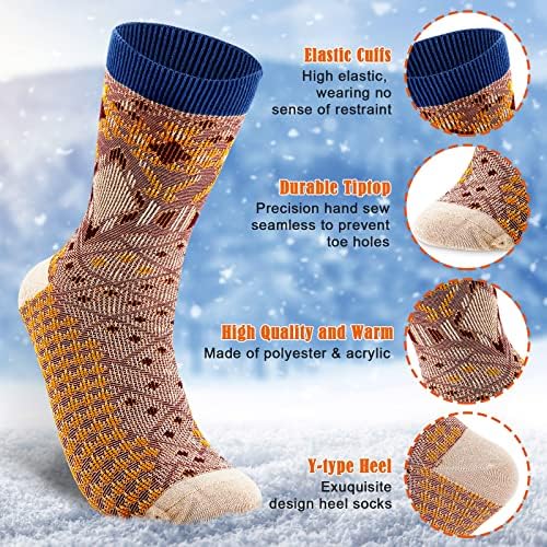 Alltope 6 Чифта Вълнени Памучни Чорапи за мъжете и жените, Чорапи в скандинавски стил, Зимни Чорапи За Къщата, годината