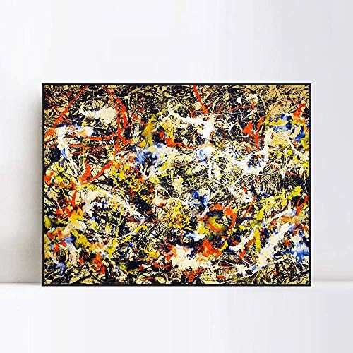 INVIN ART Платно в рамка Конвергенция by Jackson Pollock Extra Large С принтом в стил Giclee, Абстрактно Стенно