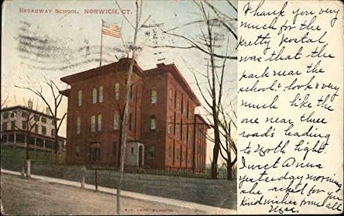 Бродвейская училище Норич, Кънектикът, Кънектикът Оригиналната Антични Картичка 1908 г.