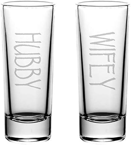 Чаши Alankathy чаша с височина 2 унции сватба сватбен комплект (WIFEY HUBBY)