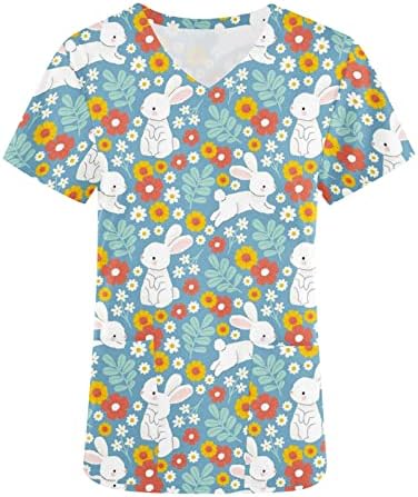 Naittoop/ Дамски Блузи 2023, Летни Блузи с Къс ръкав и V-образно деколте, Блуза Размер Плюс, Тениски с Великден